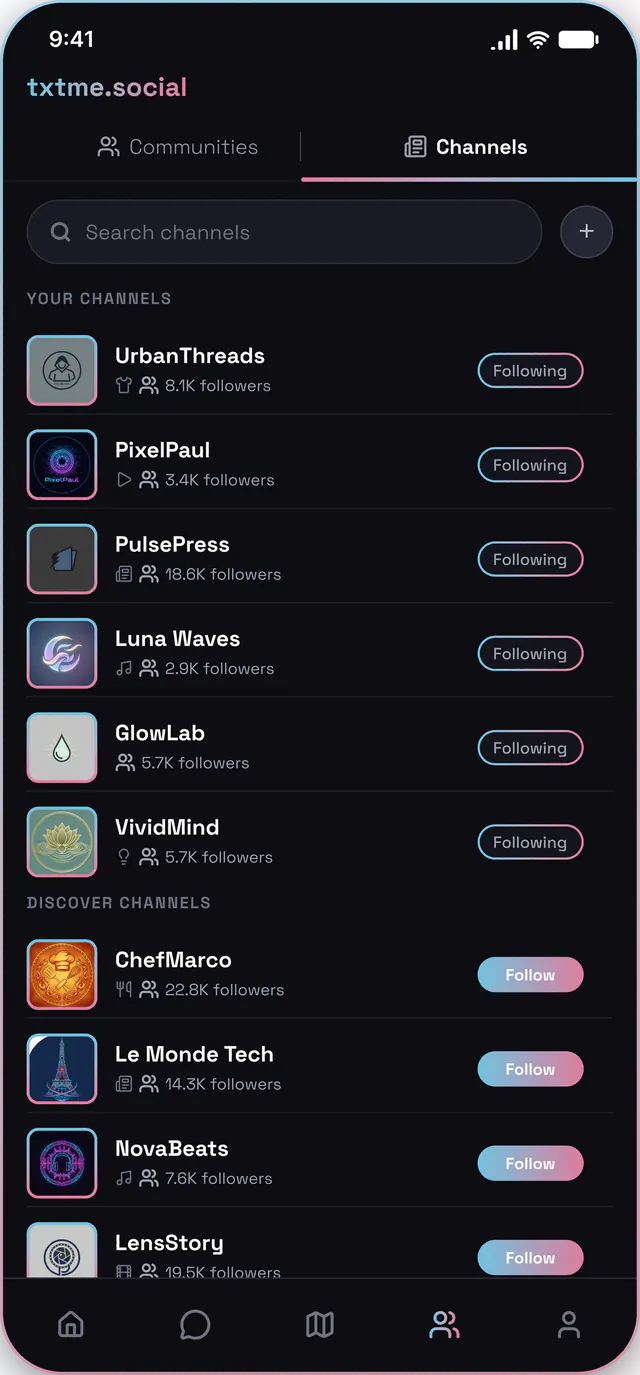 Channels: Follow brands and makers without an algorithm weighing in.