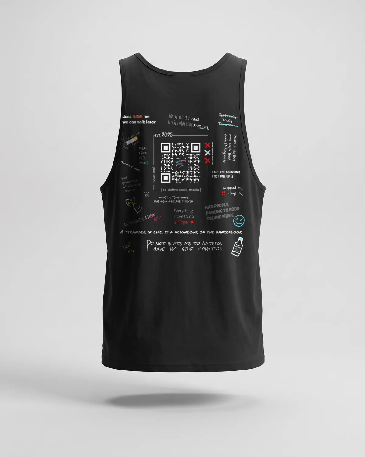 Tank Top Festival Print, Black, back