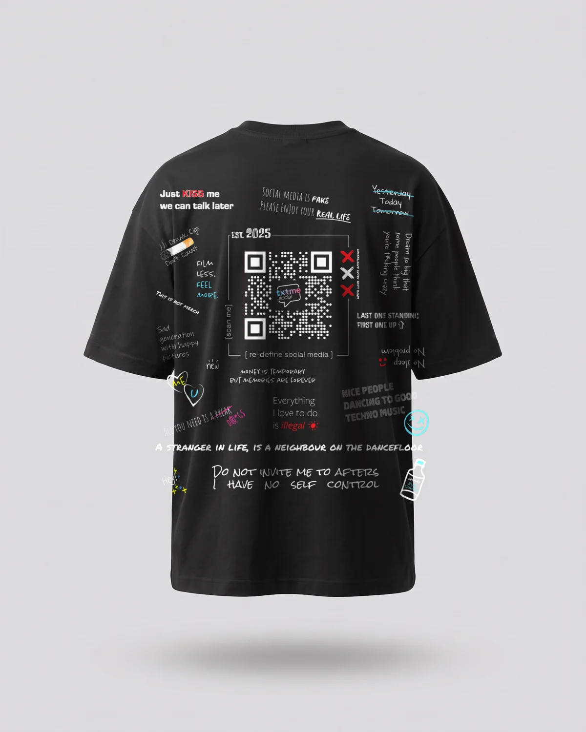 T-Shirt Festival Print, Black, back